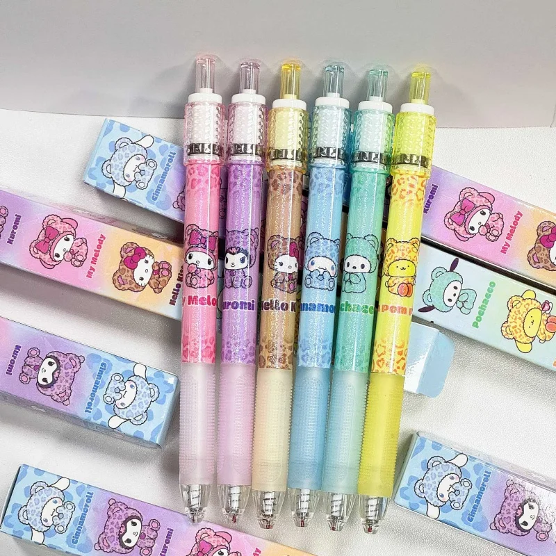 

24PCS/ лот KAWAII SANRIO мелодия куроми корица Китти нажмите гель Пен мило 0,5 мм черные чернильные ручки нейтральные канцелярские школьные принадлежности