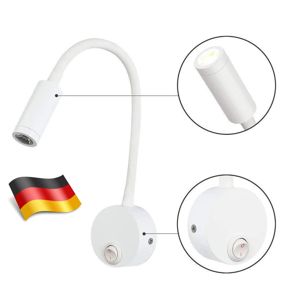 

Bedside Reading Gooseneck Desk Lamp LED Work Wall Led Work Light Mounted Bedroom Spotlight Flexible Small Night Light
