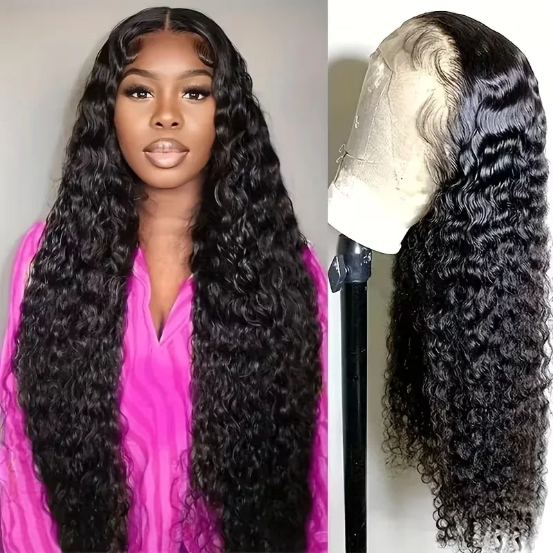 

Water Wave 5x5 Hd Lace Closure Glueless wigs Human Hair Pre Plucked Pre Cut Wear and Go Deep Curly Lace Front Wigs for Women