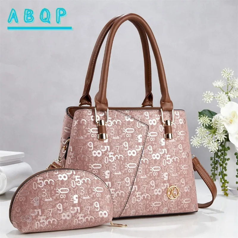 ABQP New Women's Handbag Luxury Brand Fashion Women's Shoulder Bag 2-piece Set Large Capacity Personalized Shiny Women's Bag