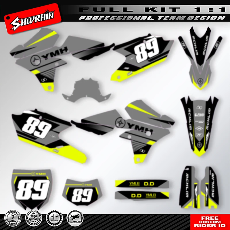 Sawrain カスタムチームオートバイグラフィックスデカールステッカーキットヤマハ YZF250 2014-2018 YZF250X 2015-2019 WRF250 YZF450 2014-2017