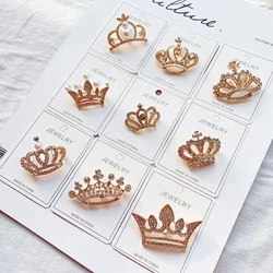 Fashion Pearls Crown Brooches Korean Boutique Rhinestone Brooch Geometric Buckles Anti Exposure Shirt Collar Pins Accessories