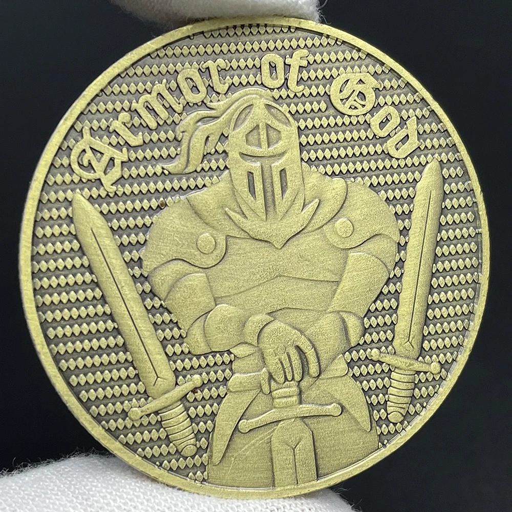 Knights Templar Challenge Coin Ephesians 6:11 Commemorative Coins Divine Armor Spartan Strength Medal in Capsule