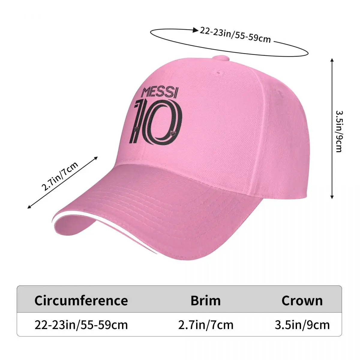 Football Messis Soccer Baseball Cap Merchandise Leisure Pink Snapback Hat for Men Women Outdoor Running Golf