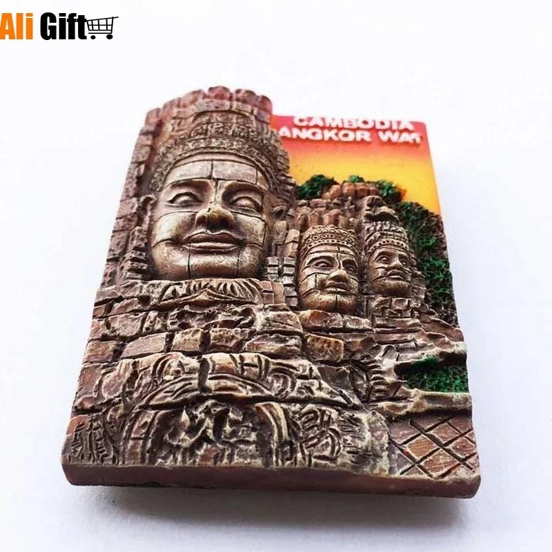 캄보디아 3D 수지 냉장고 자석, 냉장고 스티커, 기념품, 귀여운, Bayon, Siem, Reap, Angkor, Wat, Buddha, 선물, 1 Pc