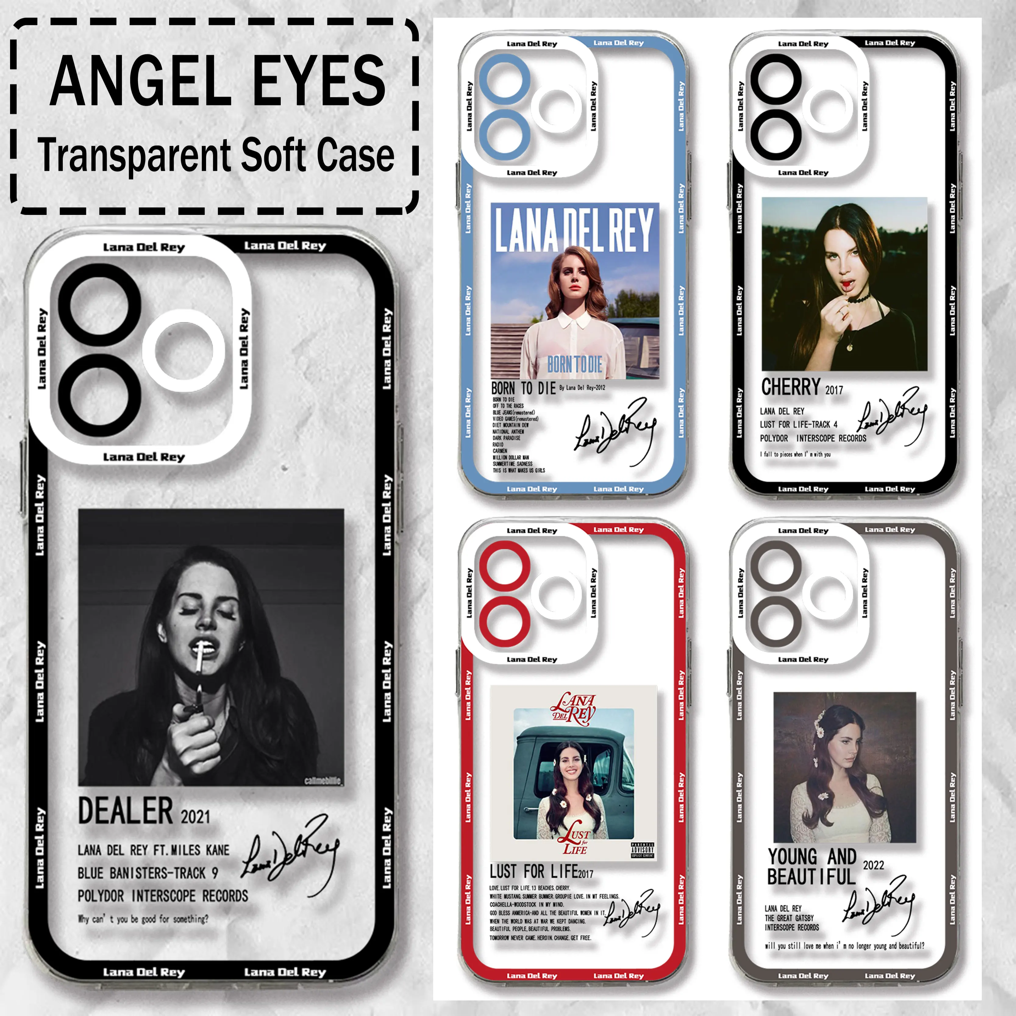 Singer Lana Del Rey Poster Clear Case For Samsung A73 A72 A71 A55 A52 A51 A50 A42 A35 A33 A32 A31 A30 A24 A23 A22 A13 A12 A05 5G