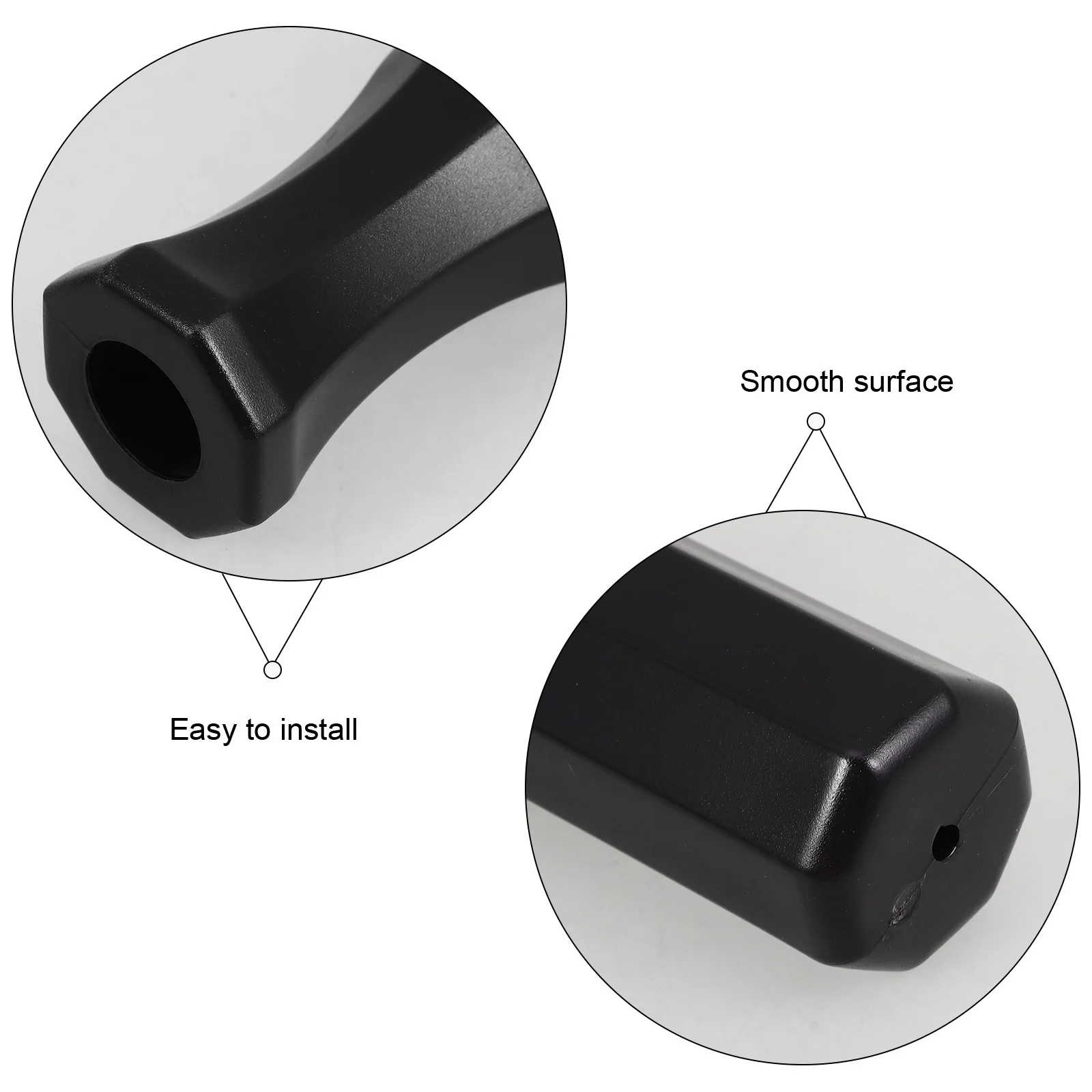 4 Stück achteckige Tischfußballgriffe aus schwarzem Kunststoff, ergonomisches Design, Tischfußball-Ersatzgriffe für glattes Gameplay