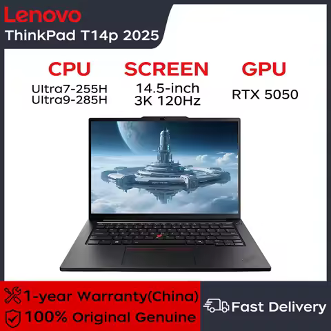 Lenovo ThinkPad T14p AI 2025 14.5" 3K IPS 120Hz Ultra7-255H/Ultra9 285H RTX5050 8GB VRAM 32G/64G DDR5 1TB/2TB SSD Notebook PC