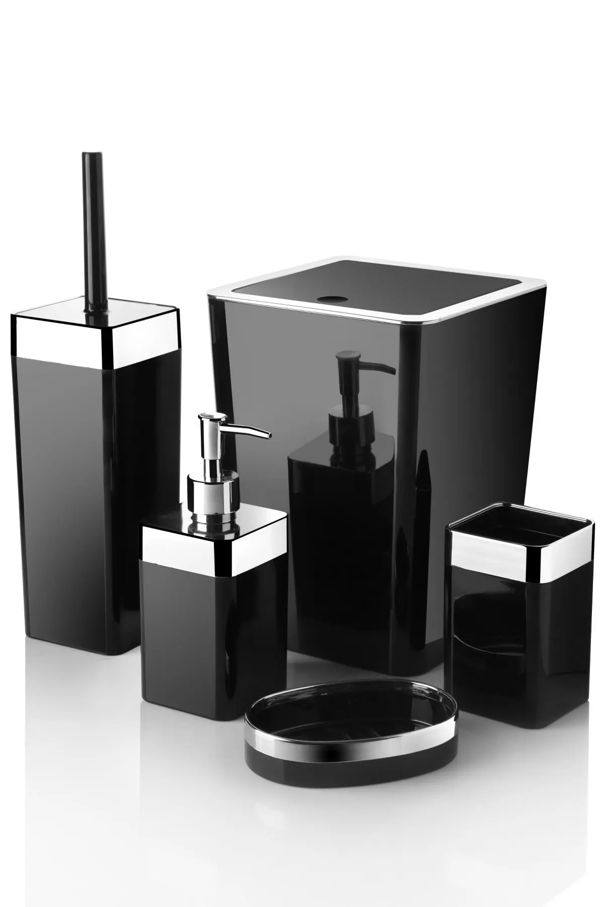 5 Pcs Acrylic Metallized Coated Luxury Bathroom Set Home Office Furniture Gift Products Dustbin Soap Dispenser Toothbrush