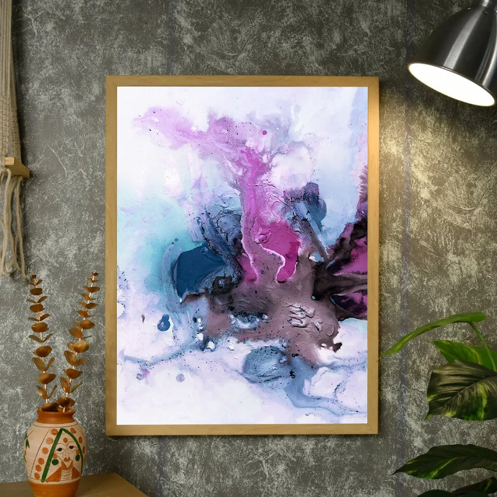 مجردة قماش جدار الفن الحديث الأزرق الأرجواني اللوحة محكم السائل ديكور فني للمنزل طباعة كبيرة العمل الفني المعاصر #4