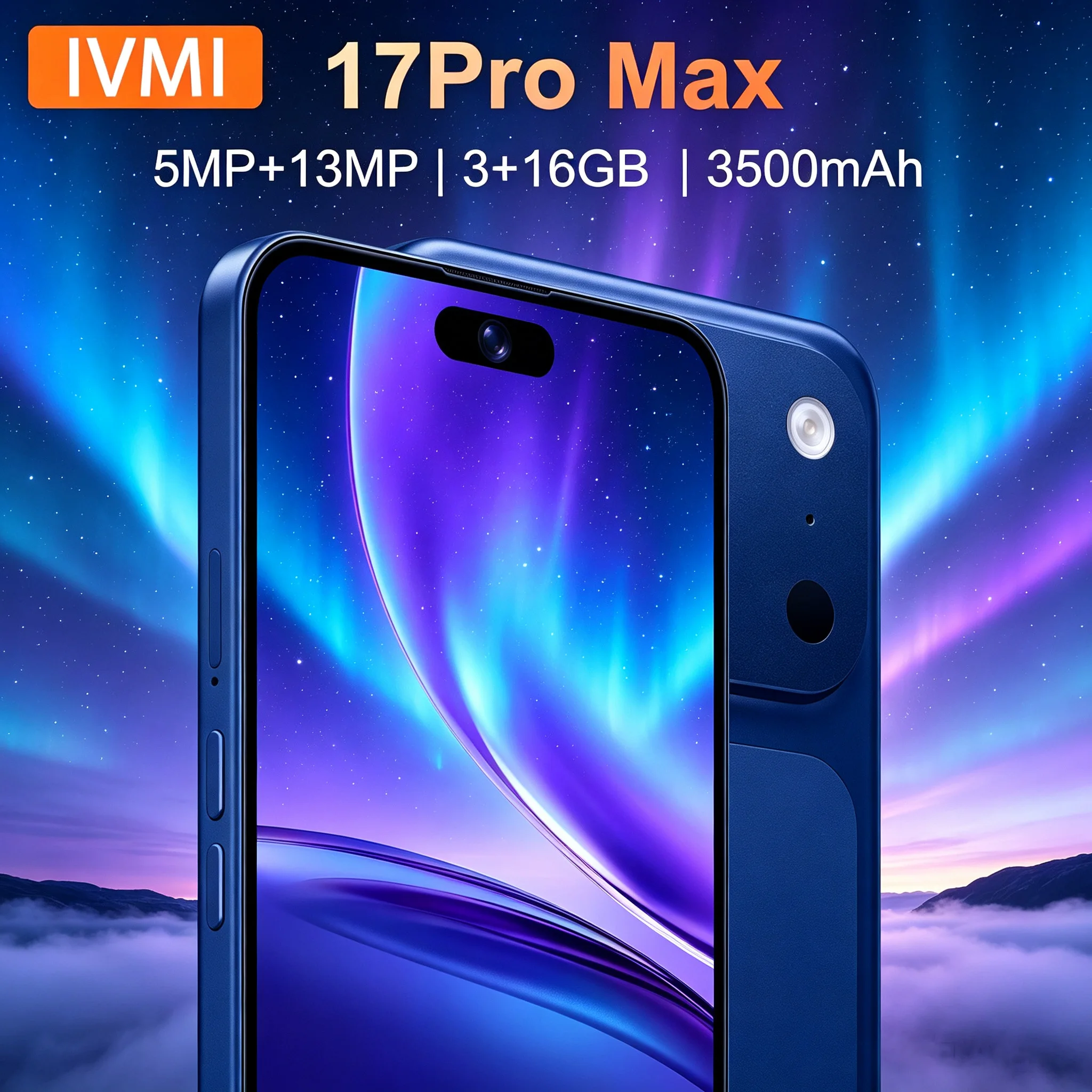 هاتف IVMI الجديد 17 Pro Max الإصدار العالمي، هاتف ذكي يعمل بنظام أندرويد، 3G+16GB، كاميرا مزدوجة 5+13MP، شريحتين، غير مقفل، هاتف خلوي 4G رخيص