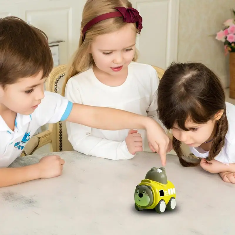 Zurückziehen Spielzeugauto Reibungsbetriebenes Spielzeugauto Niedliches Tier Trägheit Spielzeugauto Innovatives Drücken Sie zurückziehen Spielzeugfahrzeuge Autospielzeug für Kinder