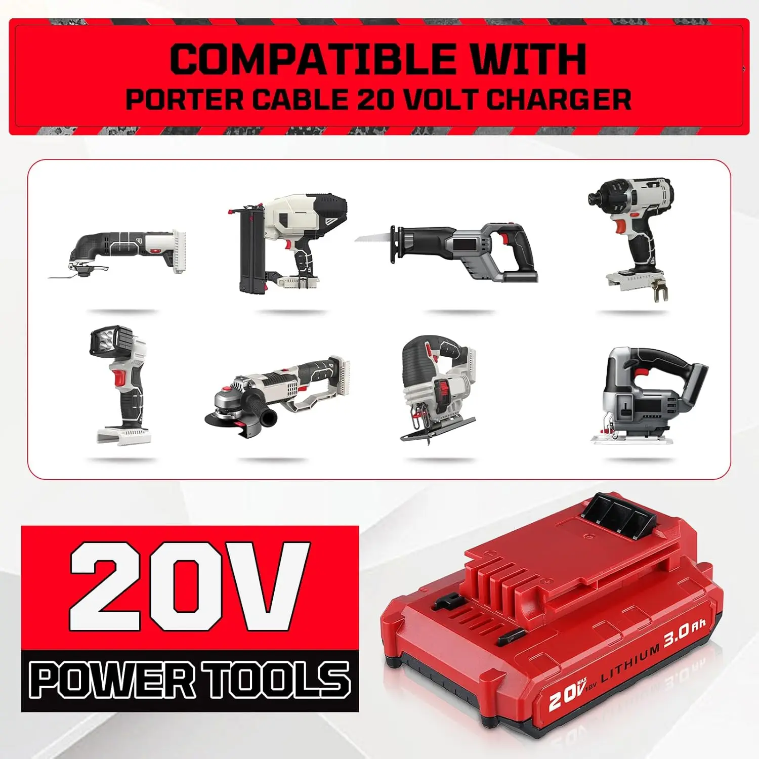 แบตเตอรี่ลิเธียมไอออน 3.0Ah 20V จำนวน 1/2/4 ก้อน รุ่น PCC680L ใช้แทนแบตเตอรี่เครื่องมือ Porter Cable 20V รุ่น PCC681L PCC682L PCC660 PCC683L PCC685L