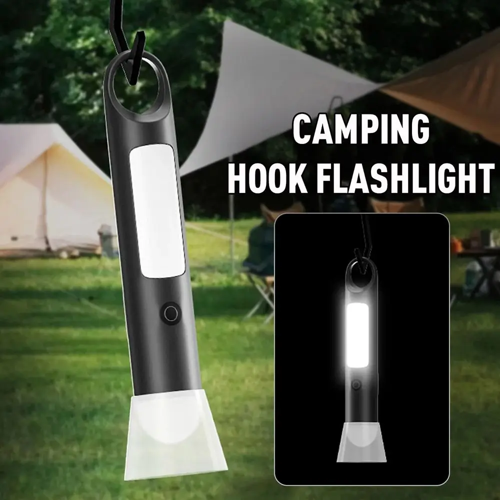 

LED Flashlight with COB Side Light Handlamp Outdoor Emergency Lights Hook Soft Light Shade Lamp USB Rechargeable Camping Lantern