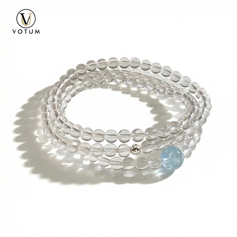 

Браслет из натурального розового кварца Votum для женщин, браслеты из натуральных камней аквамарина, браслеты для исцеления чакр, ювелирные изделия с бусинами на заказ