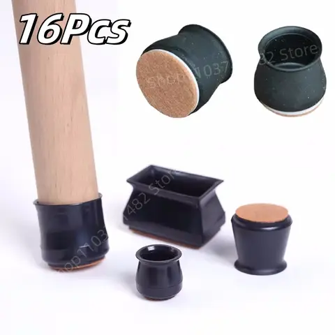 16Pcs Silicone Table Chair Leg Pads Felt Non-Slip Floor Protectors Bottom Cover Mat for Square Round Furniture Chair Leg Caps