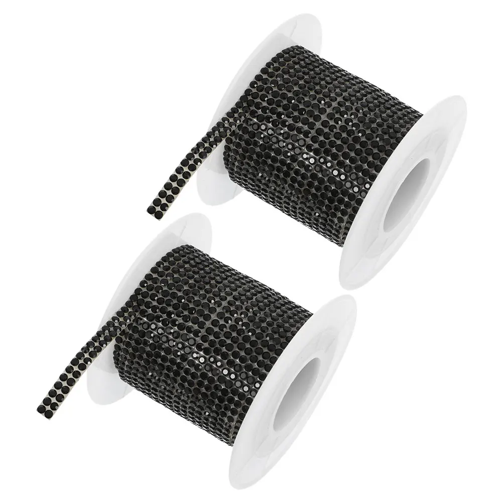 

2 Rolls Black 5M Car Decorative Trim Rhinestone Strip Adhesive Interior Door Dashboard Moldings Automotive Body Trim