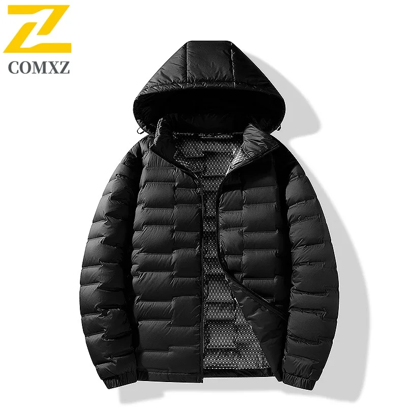COMXZ Lightweight Down Jacket Couple White Duck Down Camping Padded Jacket Fashion Versatile Casual Thin Windproof Padded Coat