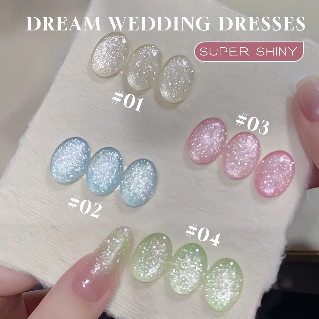 MIANEL1-9pcs 12ML Summer Dream Wedding Dress Fine Glitter Gel Nail Polish Popular Whitening Glitter Crushed Diamond Nails