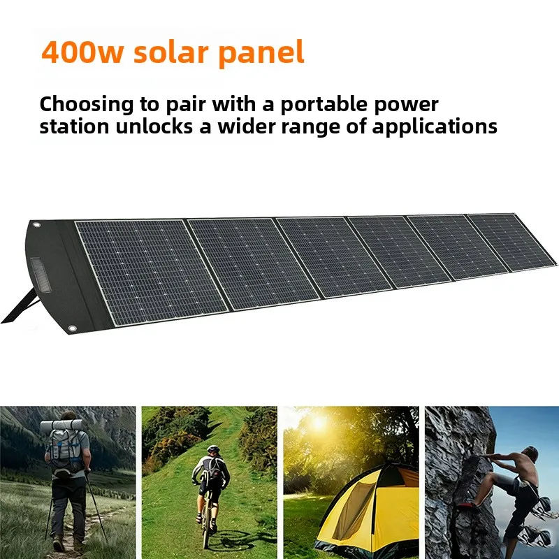 400W Solar Panel Folding Pack Outdoor Portable Photovoltaic Panel Compatible 3000W Energy Storage Power Supply Black/Orange/Gray