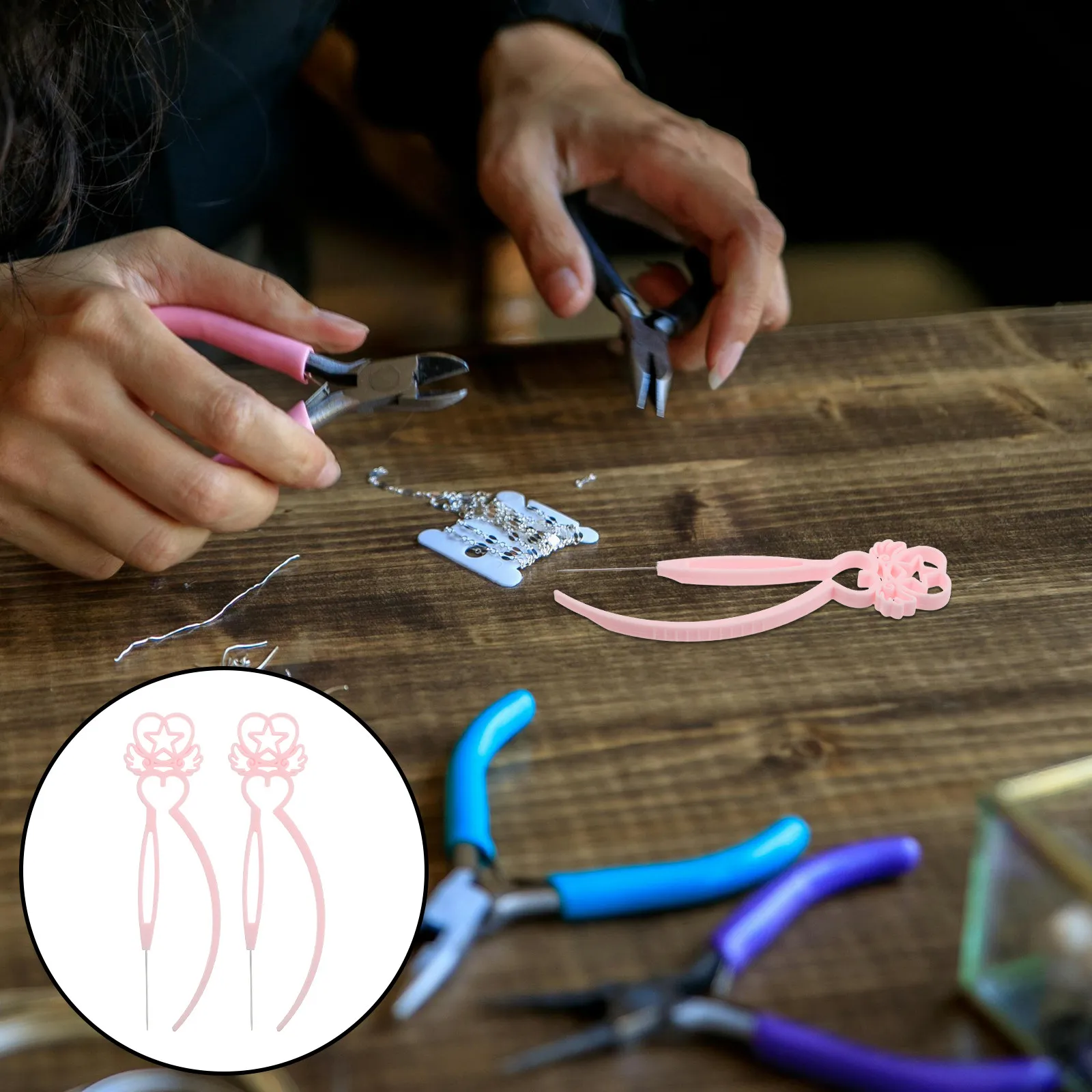 

10Pcs Beads Tweezers Single Needle Precision Craft Tool Jewelry Making Beading DIY Decorations Fine Tip Tool for Rhinestones