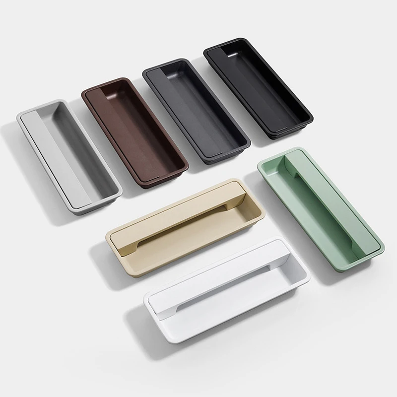 Modern Sliding Door Concealed Handle Slotted Embedded Buckle Furniture Handles Wardrobe Push Pull Hidden Kitchen Cabinet Knobs