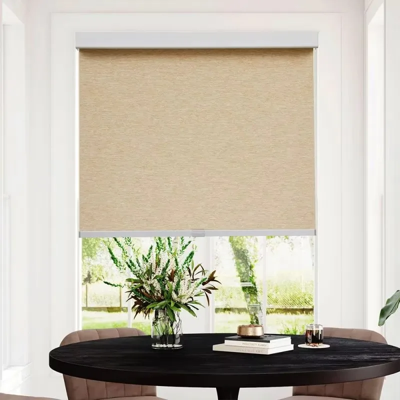 Light Filtering Cordless Roller Blinds, Natural Woven Fabric Window Treatments for Home Windows