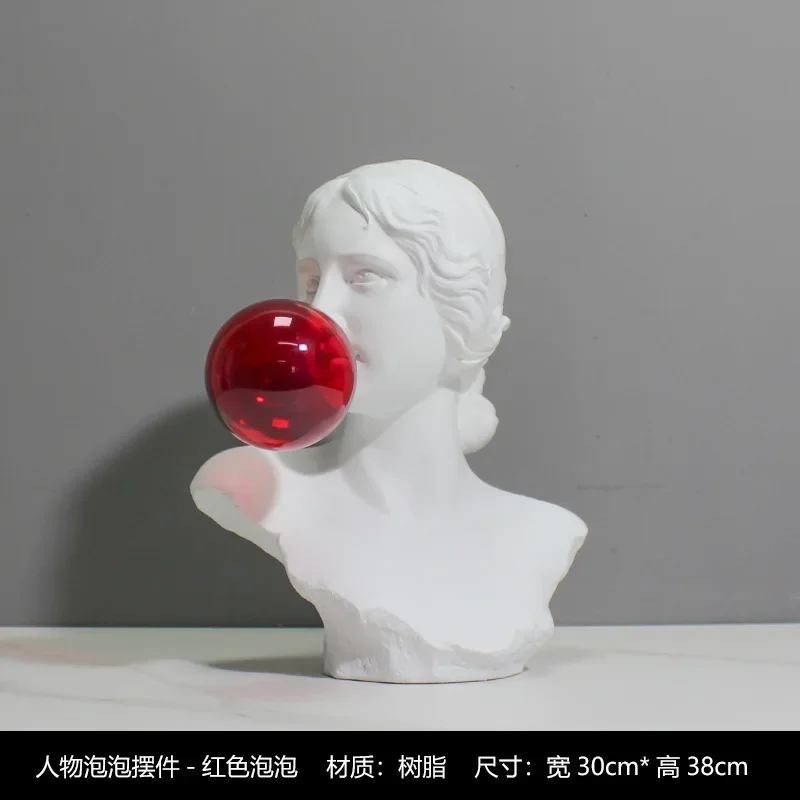 Nordic creative figures blowing bubble ornaments, homestay model room entrance living room art storage