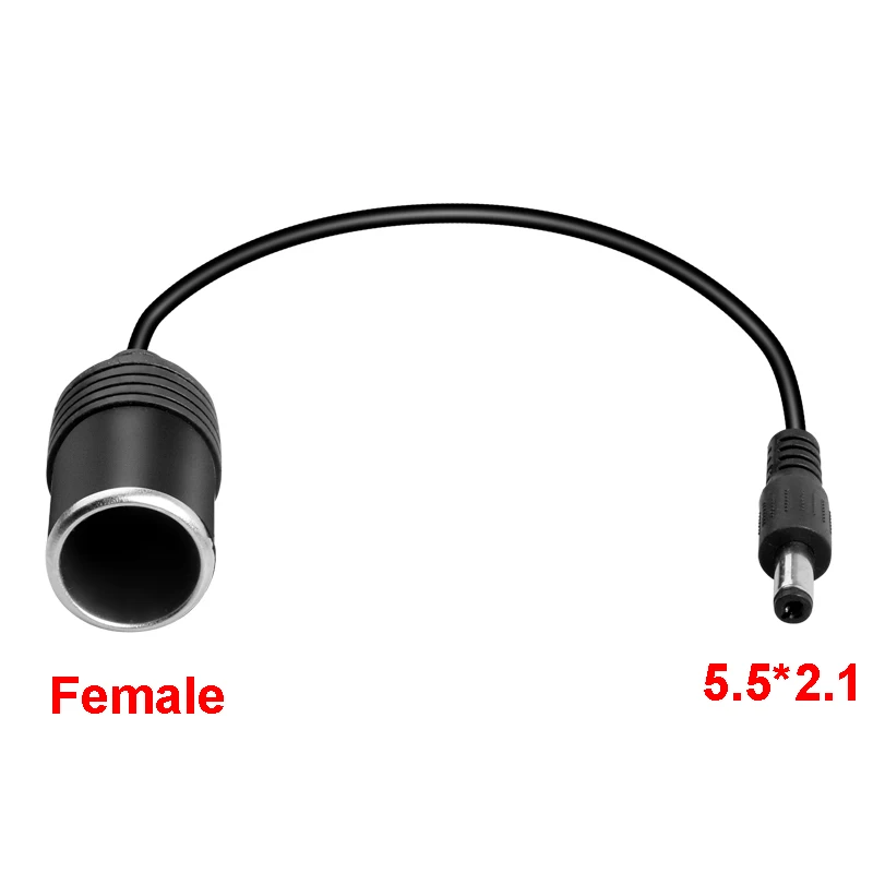 

1PCS 20CM DC 12v 24V 5A Amper male Car Cigarette Lighter Socket Plug Connector power Charger Cable Adapter DC 5.5mm * 2.1mm