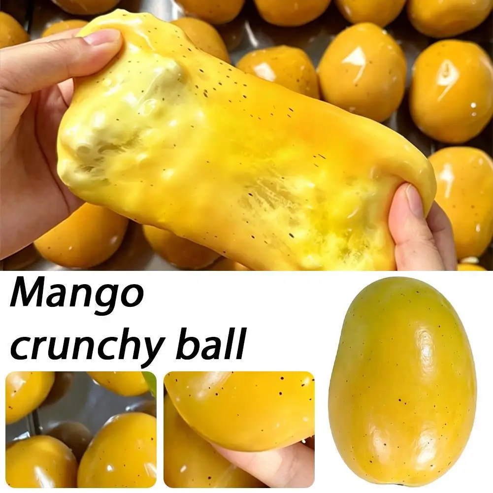 Thermochromic Color Changing Mango Squeeze Toy ASMR Crunchy Beads Fidget Squishy Ball Stress Relief Sensory Decompression Toy