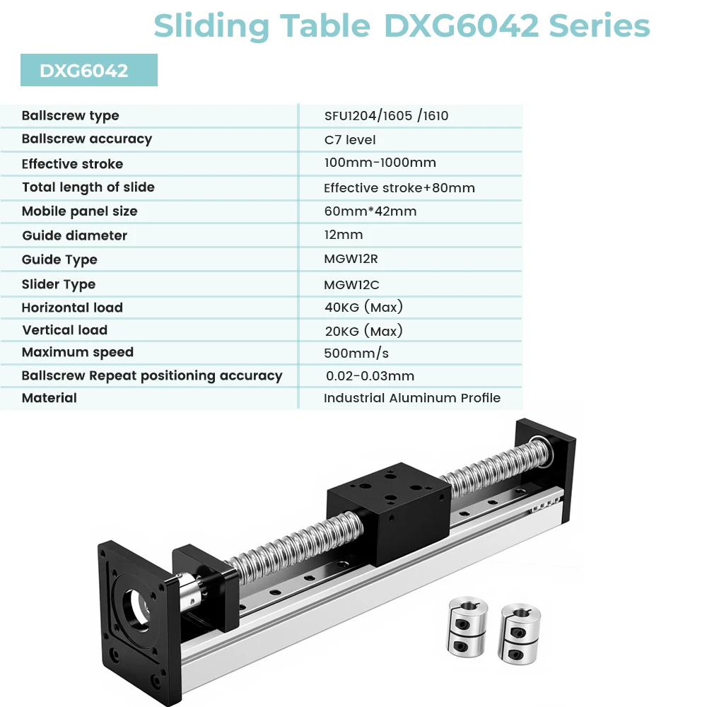 Nema 23 57mm Linear Motor Kit Mini Sliding Table 40KG Double Rail Ballscrew Linear Guide Rail Stage For CNC Machines XYZ Axis