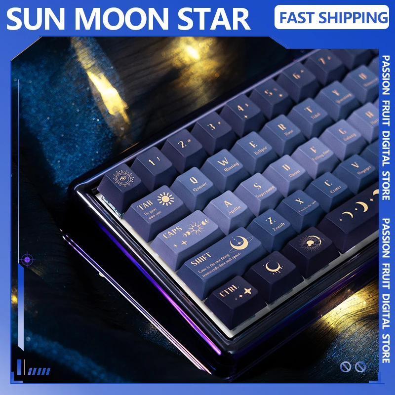 

New Sun and Moon Theme Keycaps 139 Keys PBT Dye Cherry Profile Keycap Custom Anime Keycaps for Mechanical Keyboard Game Gift