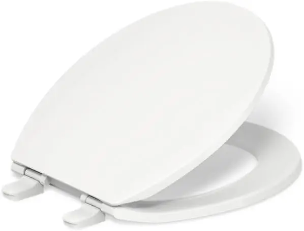 

Slow Close Round Toilet Seat with Grip-Tight Bumpers and Quick-Attach Hardware in White