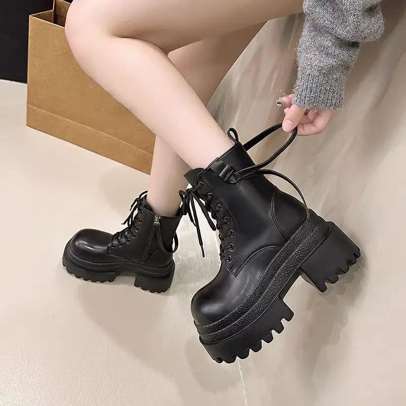 

Удобные ботинки Briti Sle ort, женские осенне-зимние новые ботинки Thi Bot, увеличивающие низкие ботинки Faion, однотонные