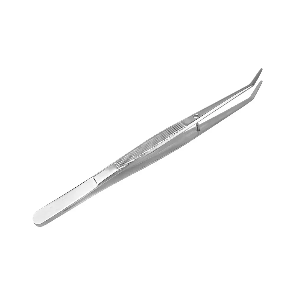 Dental Baumwolle Pinzette Edelstahl Chirurgische Gezahnt Gebogene Pinzette Pick Up Baumwolle Clip Forcep zahnarzt Oral Untersuchung Werkzeug