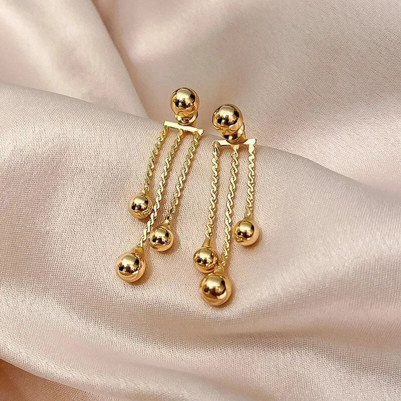 Gold Color Long Thread Tassel Drop Earrings For Women Geometric Butterfly Dangle Earring New Fashion Metal Earrings Jewelry
