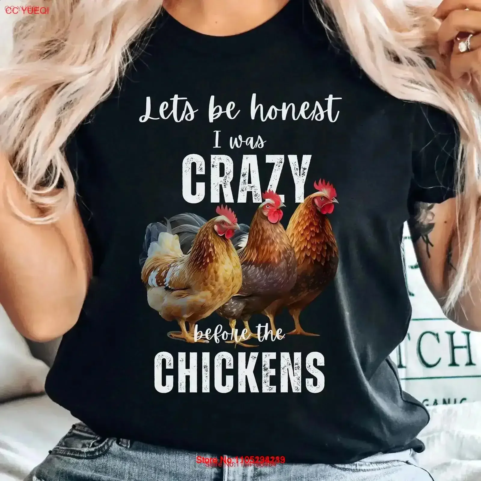 مجنون الدجاج سيدة تي شيرت يتيح أن تكون صادقة أنني قبل عاشق الدجاج مضحك خمر غسلها مصمم الملابس خمر #1