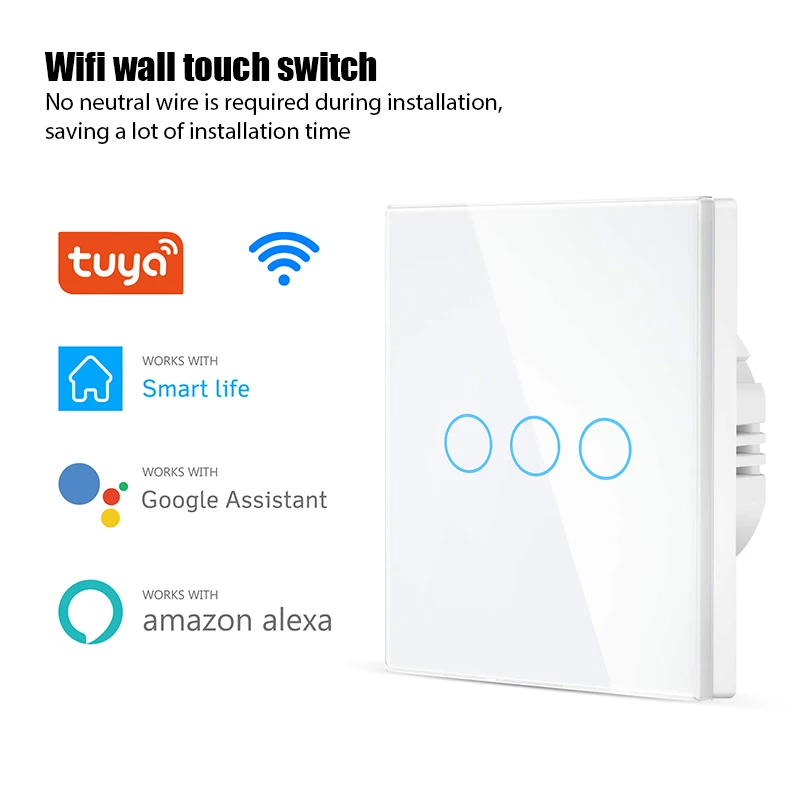 

Tuya Smart Life Home House WiFi Wireless Remote Wall Switches Touch Sensor Control Wifi Smart Switch Alexa Google Home 220V