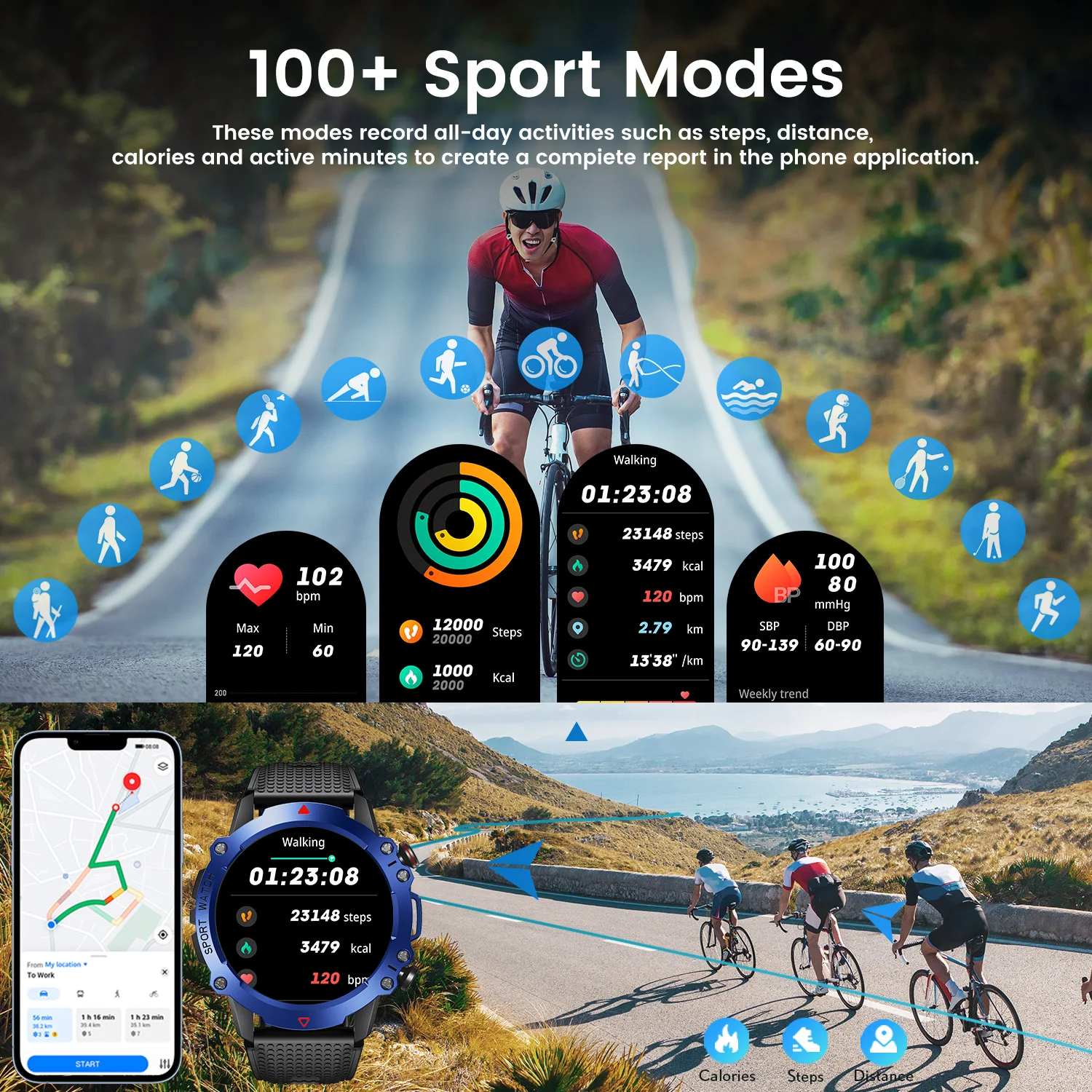 ساعة ذكية للرجال 450 مللي أمبير في الساعة رياضية خارجية بلوتوث مكالمة IP68 مقاومة للماء ساعة ذكية للرجال IOS أندرويد السنة الجديدة/هدية عيد الحب