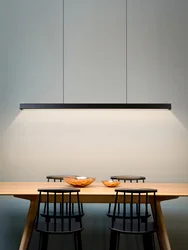 Minimalist uzun doğrusal LED sarkık lambası ofis Bar masası Nordic ahşap kolye lambaları restoran avize aydınlatma