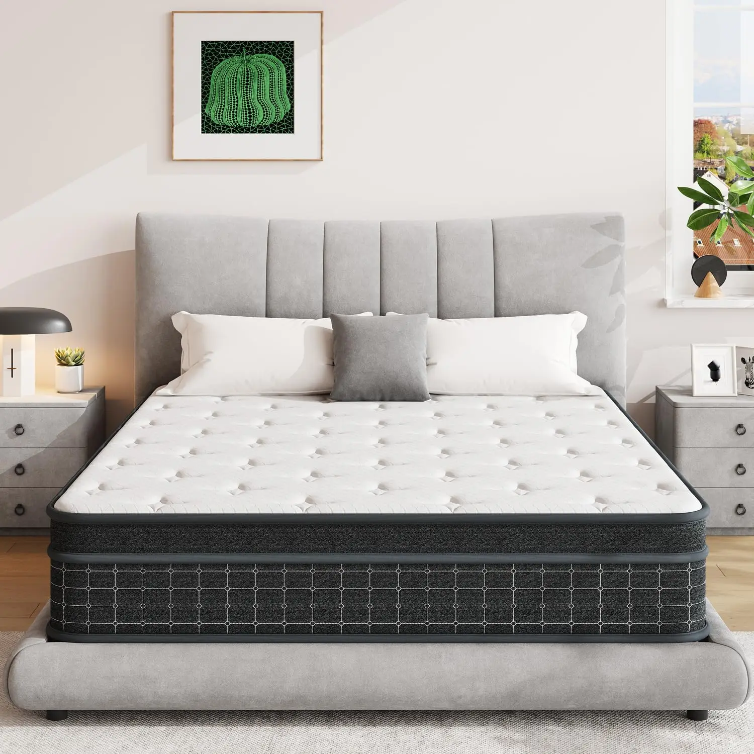 12 Inch Queen Mattress, Pocket Coil Motion Isolation, Pressure Relief, Medium Firm, CertiPUR-US, Customized
