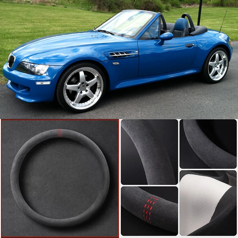 

Alcantara Anti-Slip Black Suede Leather Car Universal Steering Wheel Cover For BMW Z3 Car Accessories