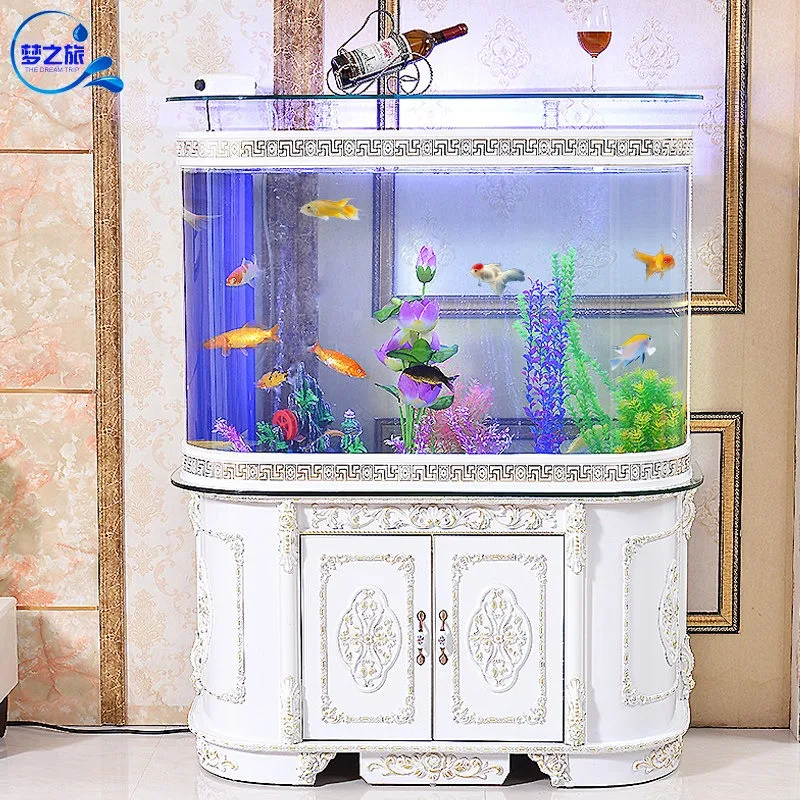 

Glass European Ecological Goldfish Tank Living Room Creative Bottom Filter Cabinet Medium Large 1.2m Household Replacement Free