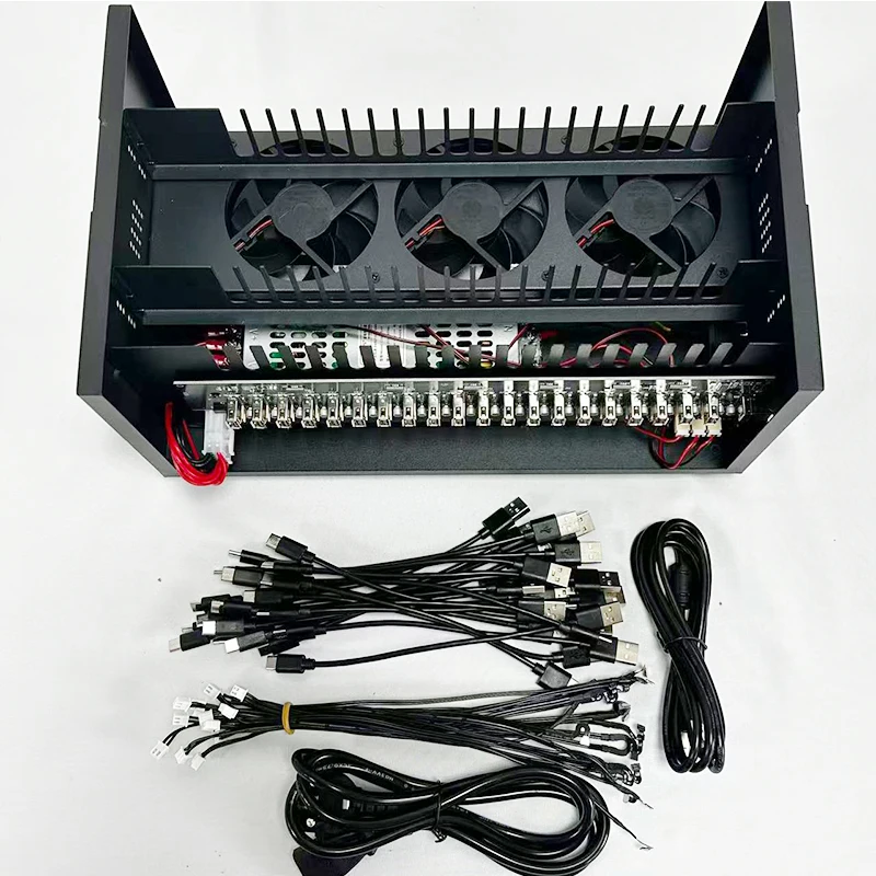 Hub2.0  20 ports USB/OTG group control chassis Phone Farm devices with multiple models, adjustable fan speed