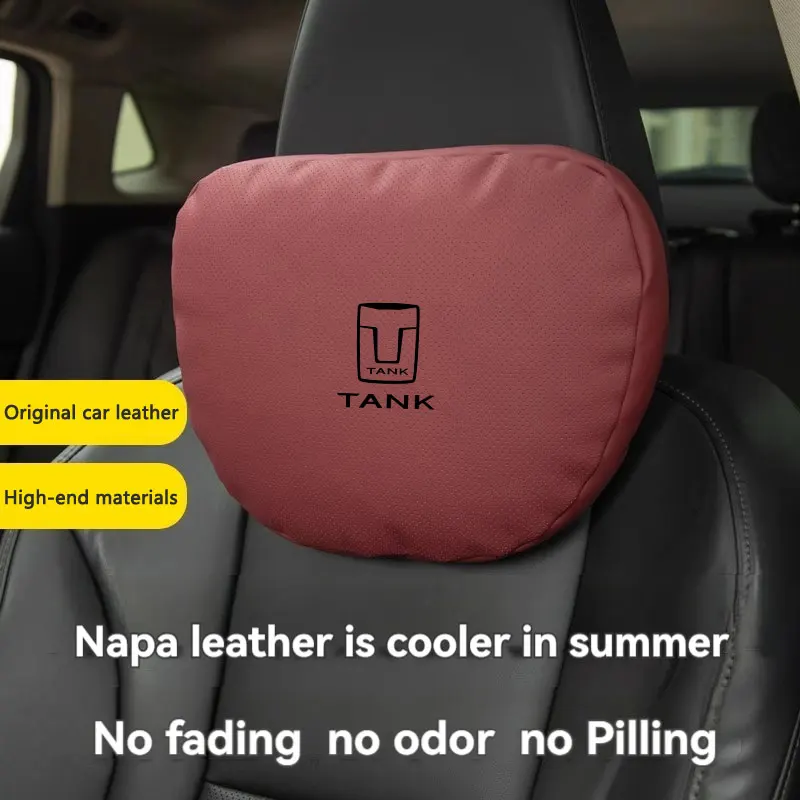 Car Leather Neck Pillow Seat Headrest Lumbar Support Spine Car Seat Neck Protector Pillow For Great Wall Tank 300 500 700 Car