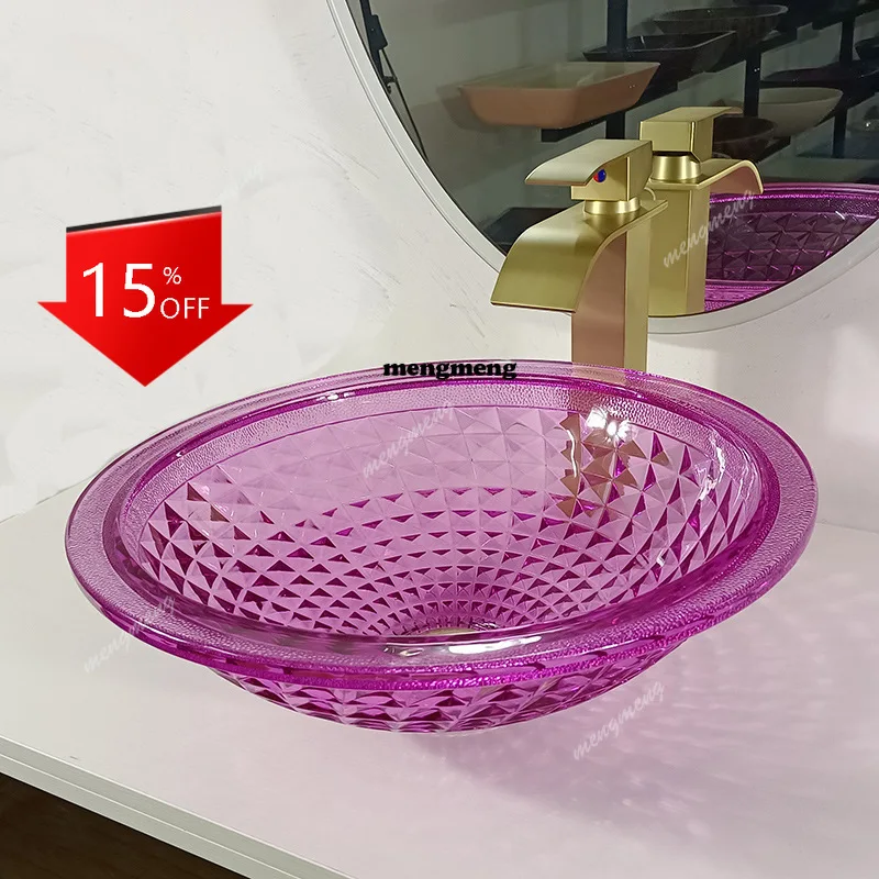 

01A Кристаллическая стеклянная раковина, накладная раковина, стеклянная раковина, тумба для ванной, ванная комната, умывальник.