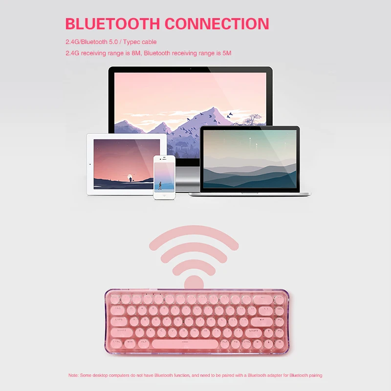 K68 Transparent Hot-Swappable Mechanical Keyboard Three Mode 2.4G Wireless Bluetooth Wired Keyboard Crystal Backlit Keyboard