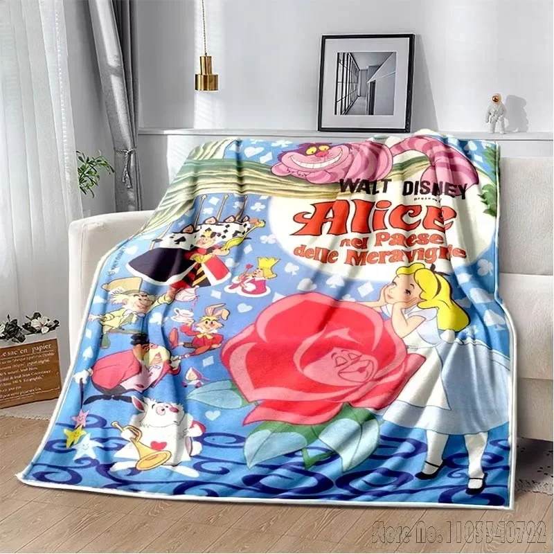 Disney Alice in Wonderland Animal Cartoon Print Blanket Travel Picnic Blanket Children's Adult Household Blankets Gift