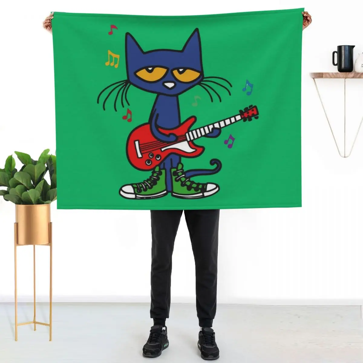 Pete the cat singing Throw Blanket Men's Soft Warm Throw Blanket for Couch