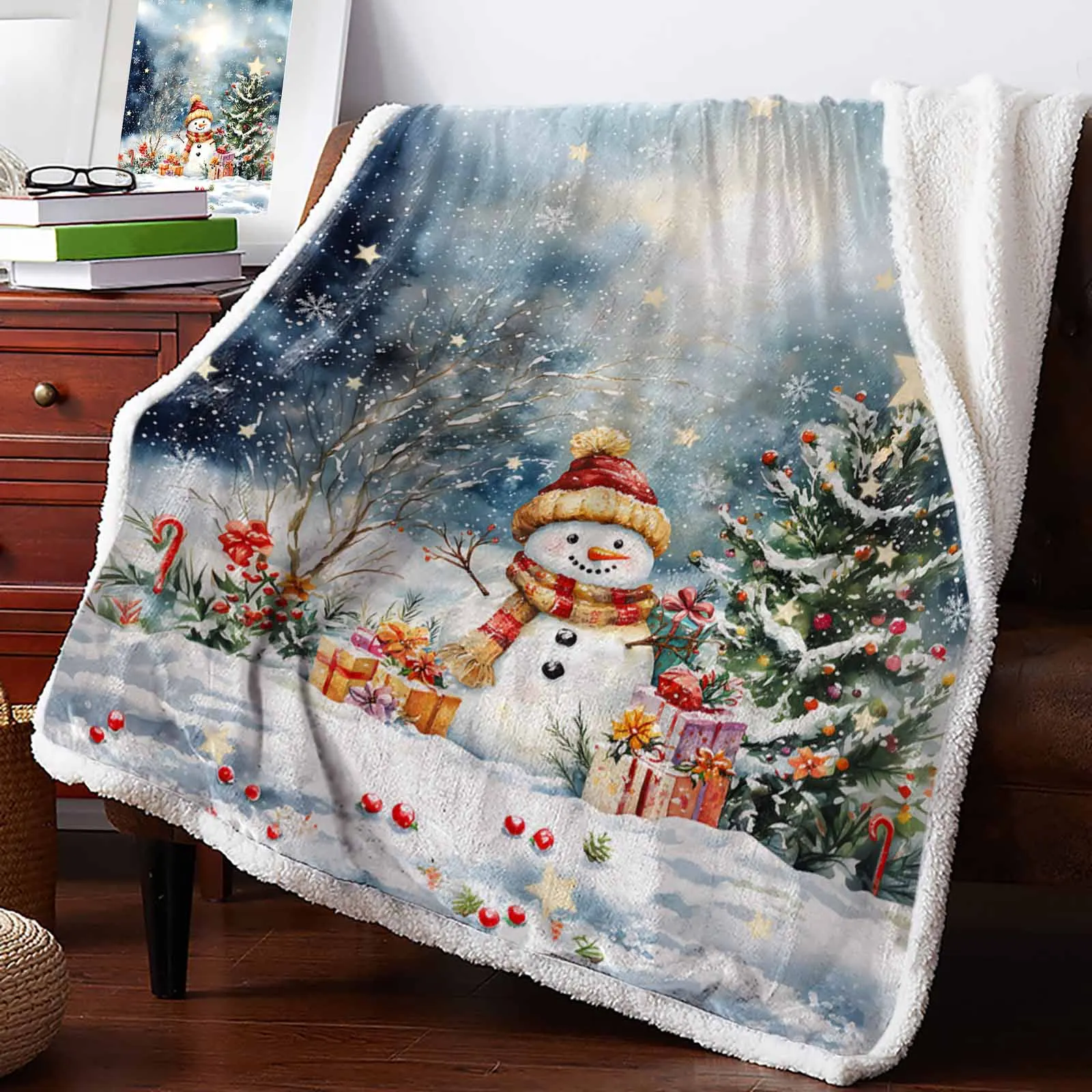 

Christmas And Winter Snowman Cashmere Blanket Warm Winter Soft Throw Blankets For Beds Sofa Wool Blanket Bedspread